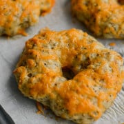 Herb and cheddar Greek yogurt bagels.