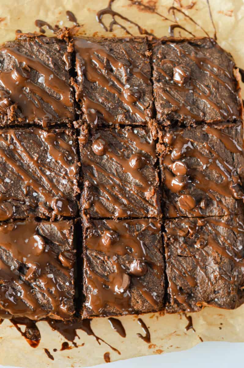 flourless sweet potato brownies cut