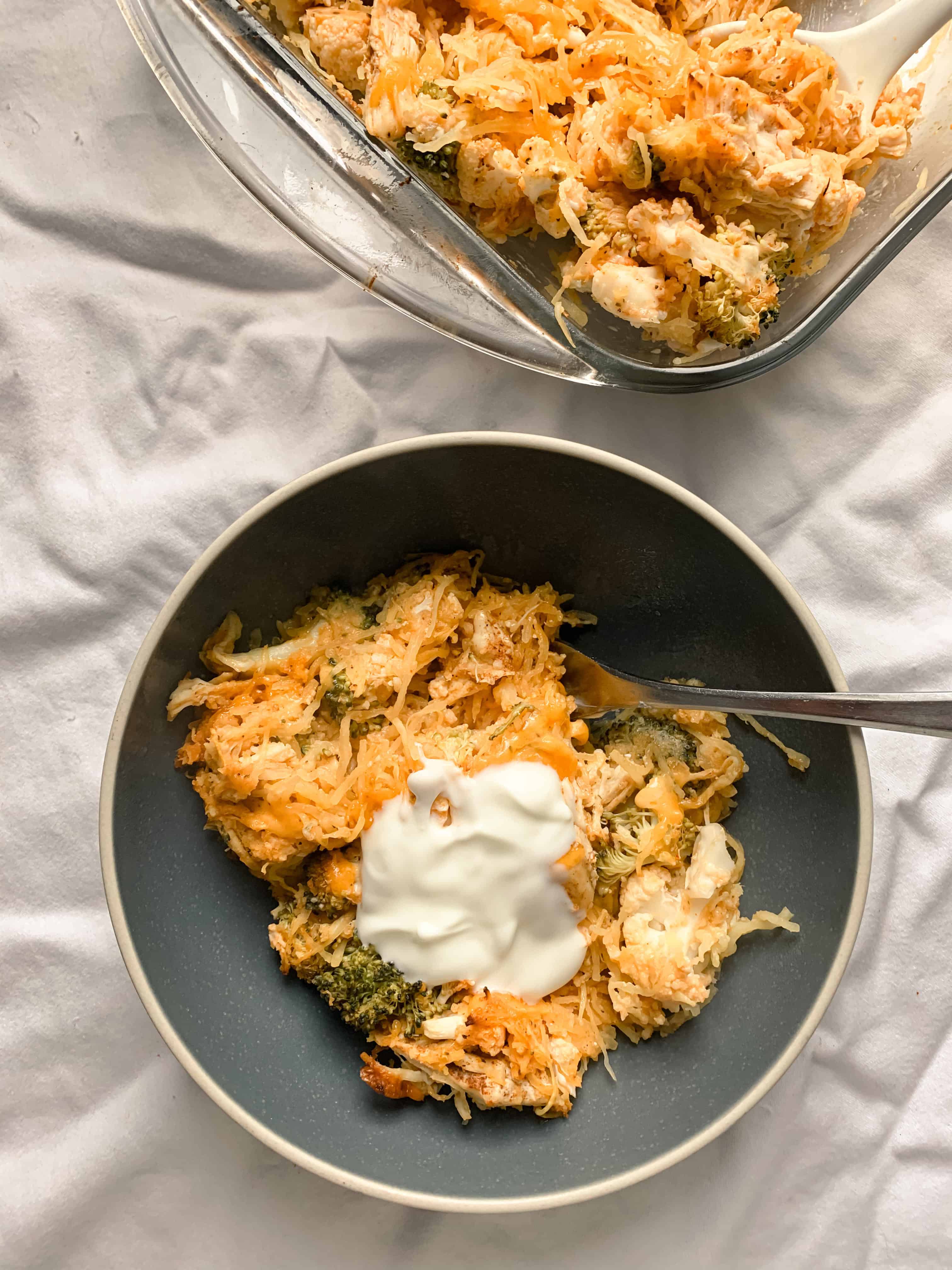 buffalo chicken spaghetti squash bake