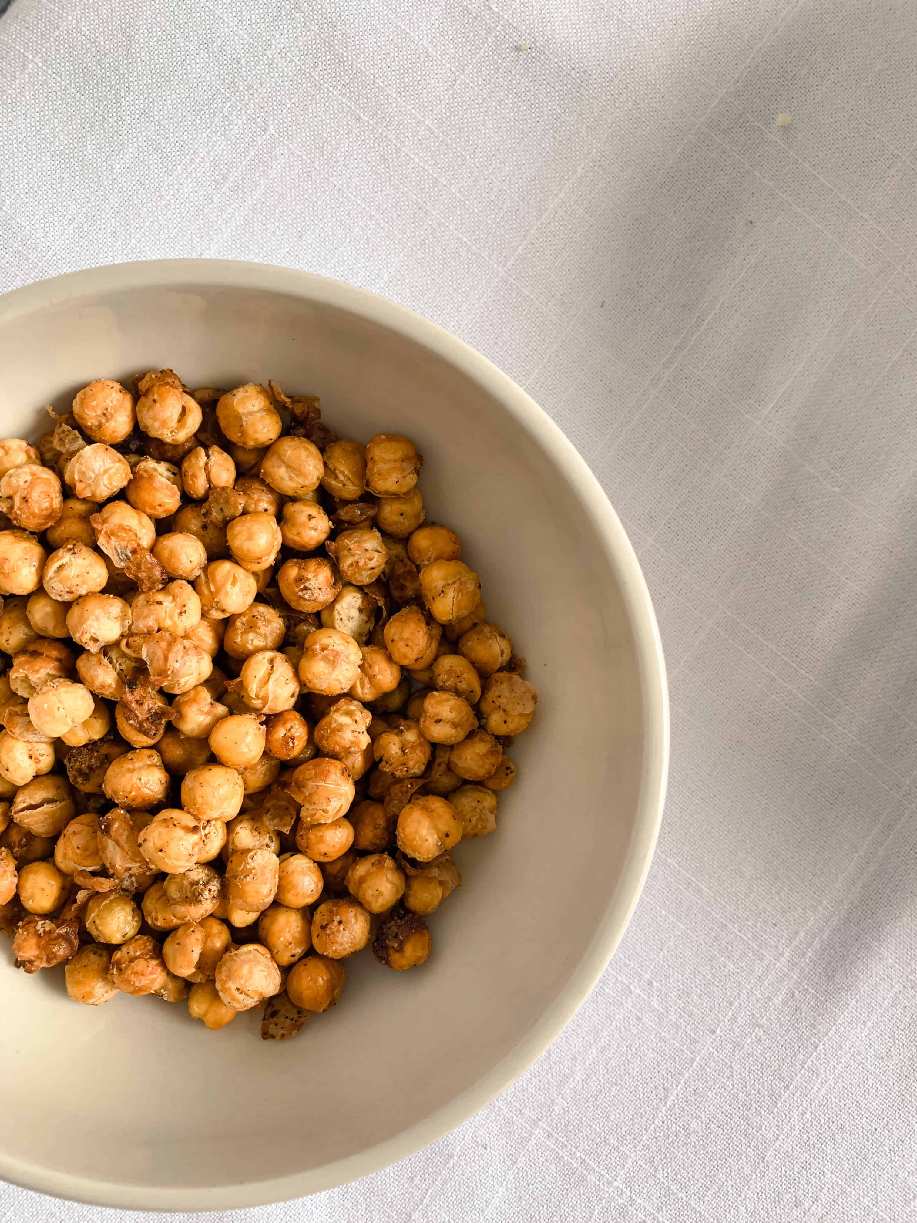 Bowl of air fryer roasted chickpeas.