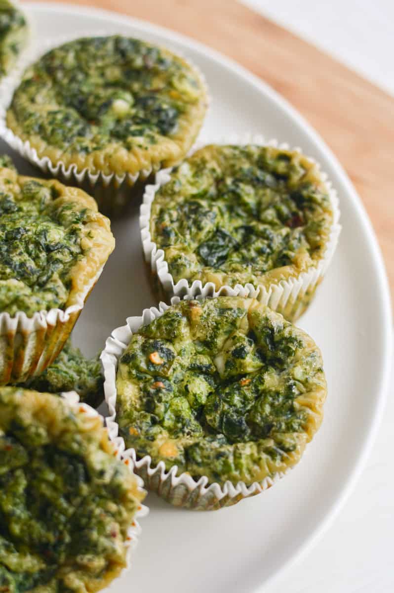 Plate of spinach feta egg cups.