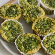 Plate of spinach feta egg cups.