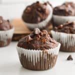 vegan double chocolate banana muffins
