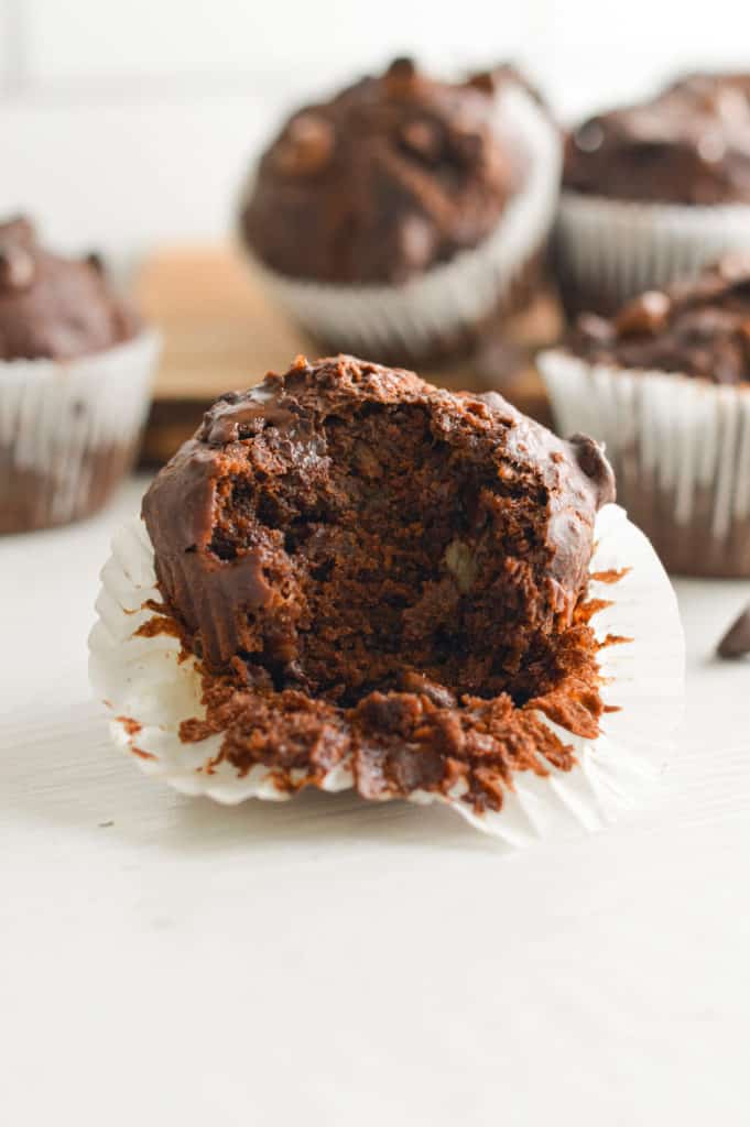 vegan double chocolate banana muffins