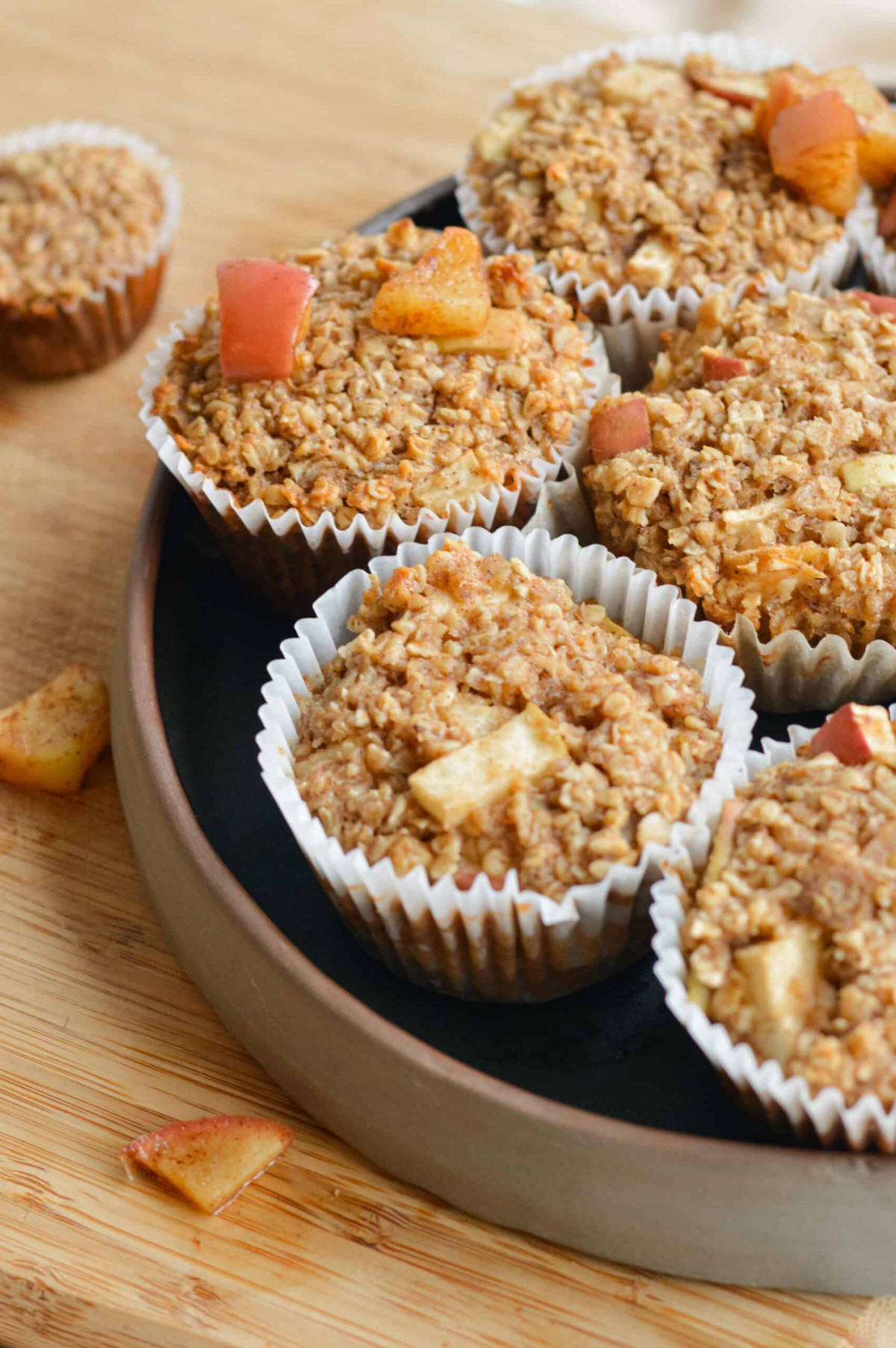 Plate of apple oatmeal cups.