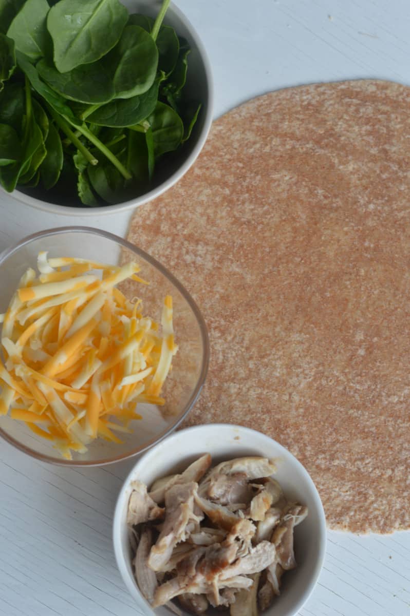 Ingredients for quesadilla.