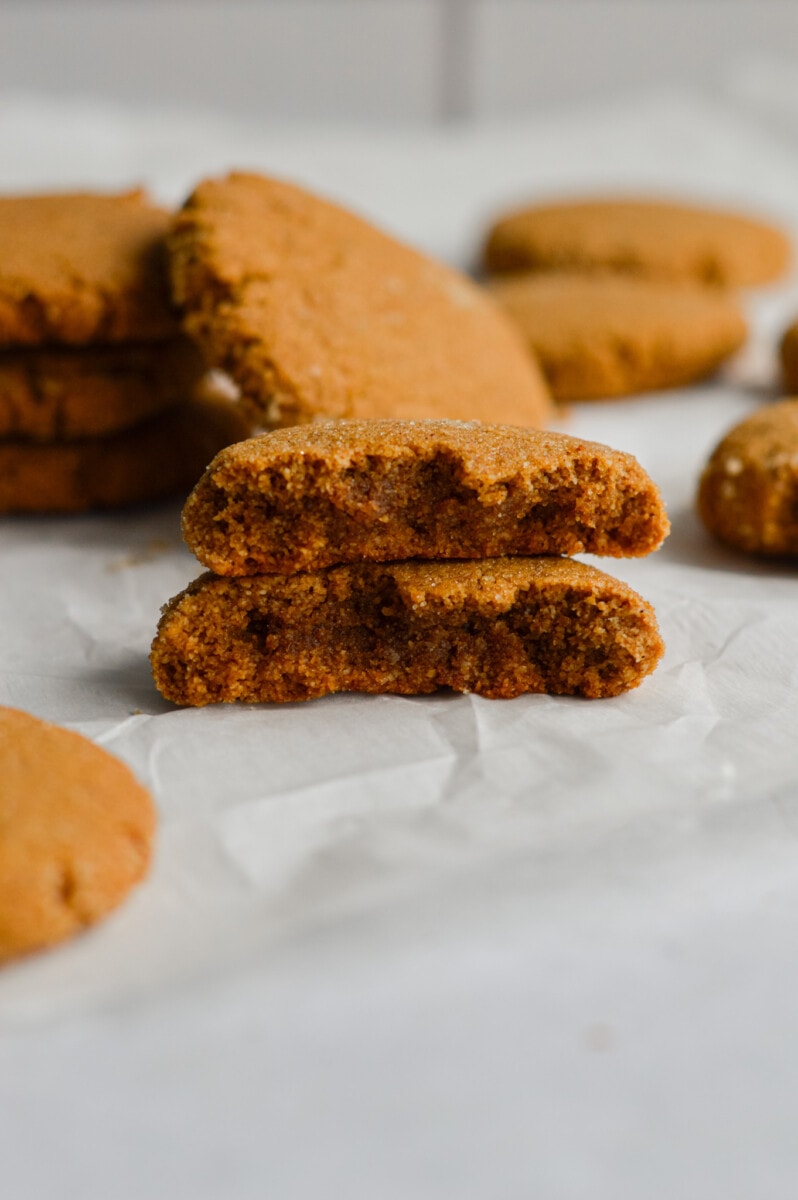 gluten free gingerbread cookies broken in half