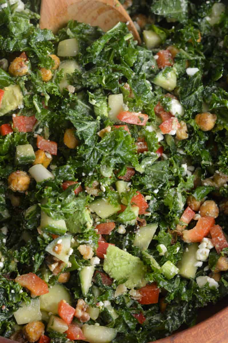 Tossed tahini kale salad.