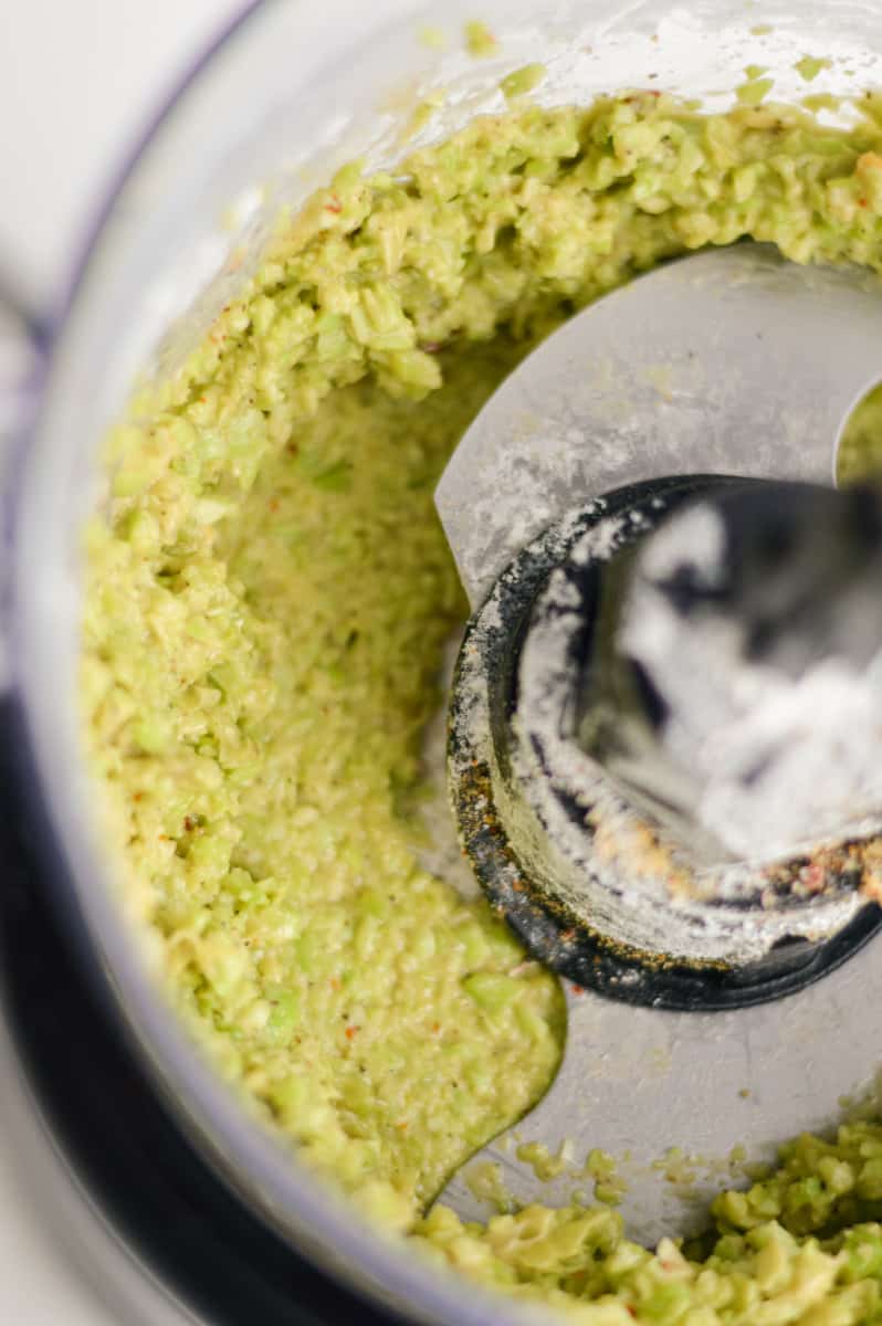 Making fritter batter in a food processor.