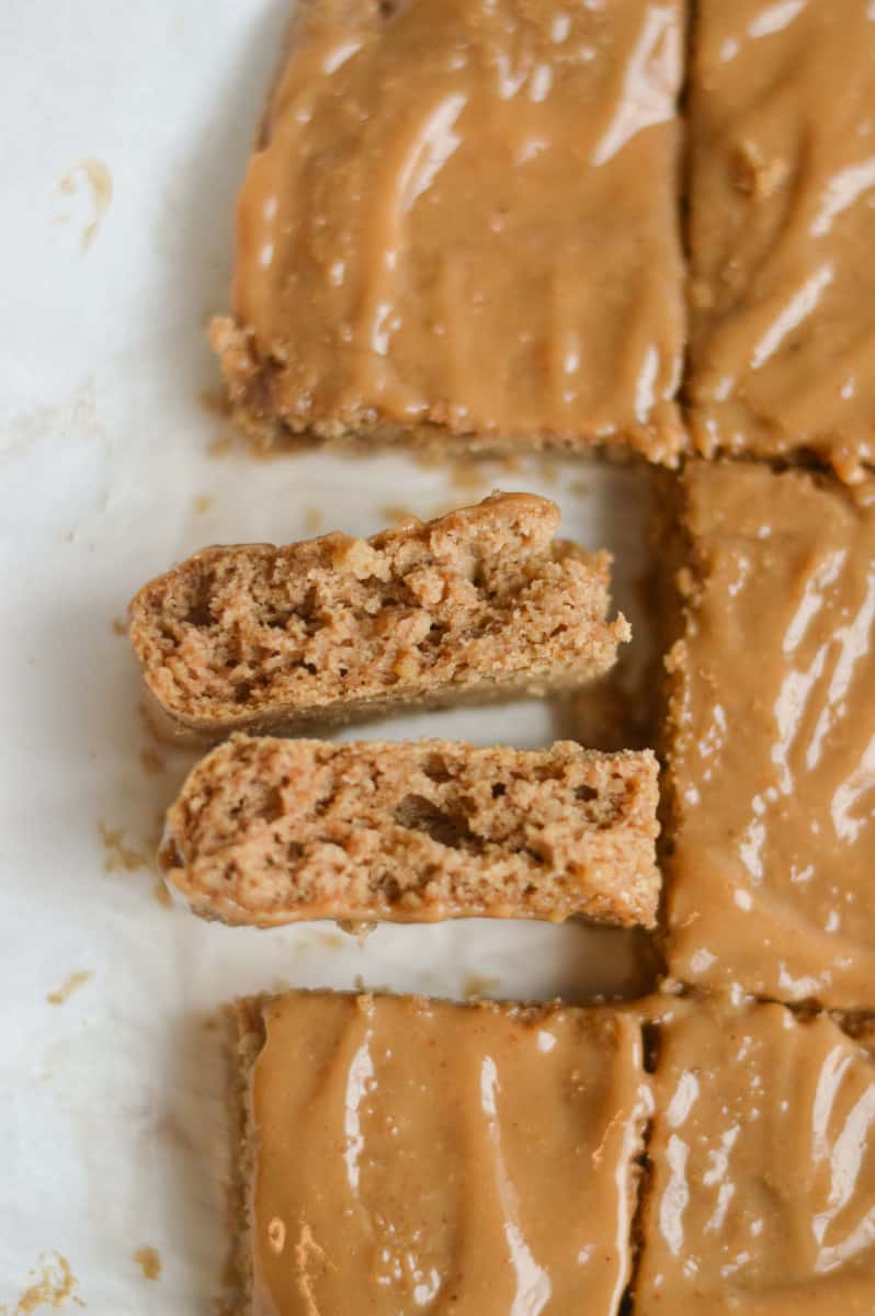 Cross section of a chickpea blondie.
