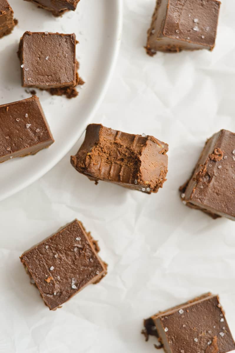 Birds eye view of avocado fudge.