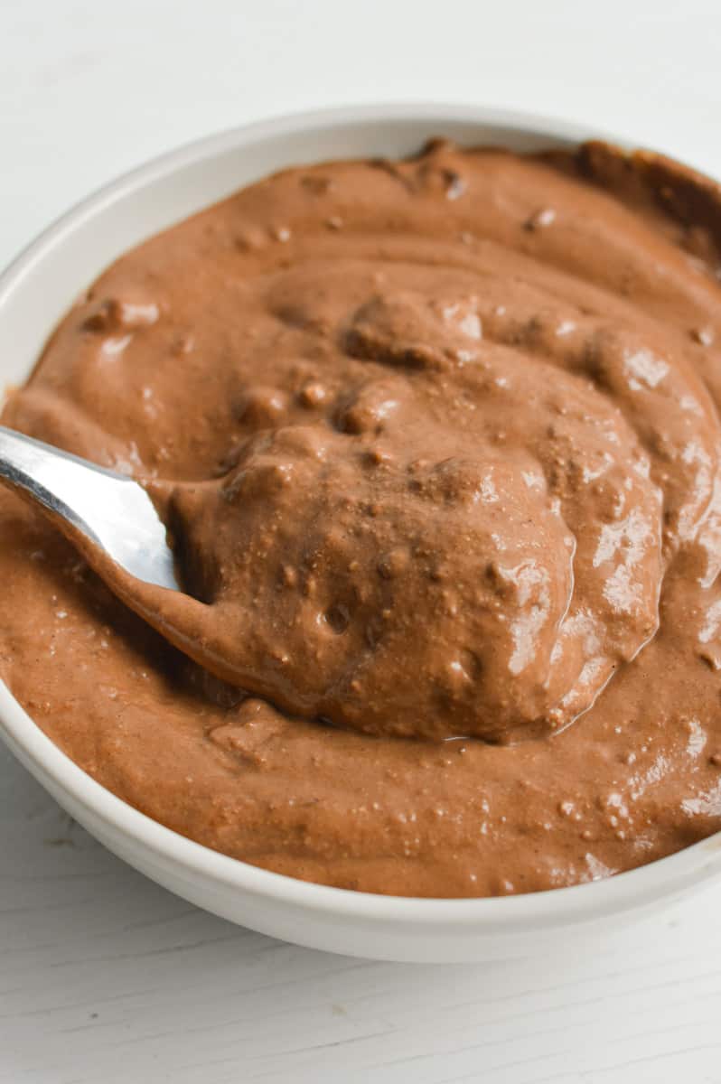 Bowl of chocolate fruit dip.
