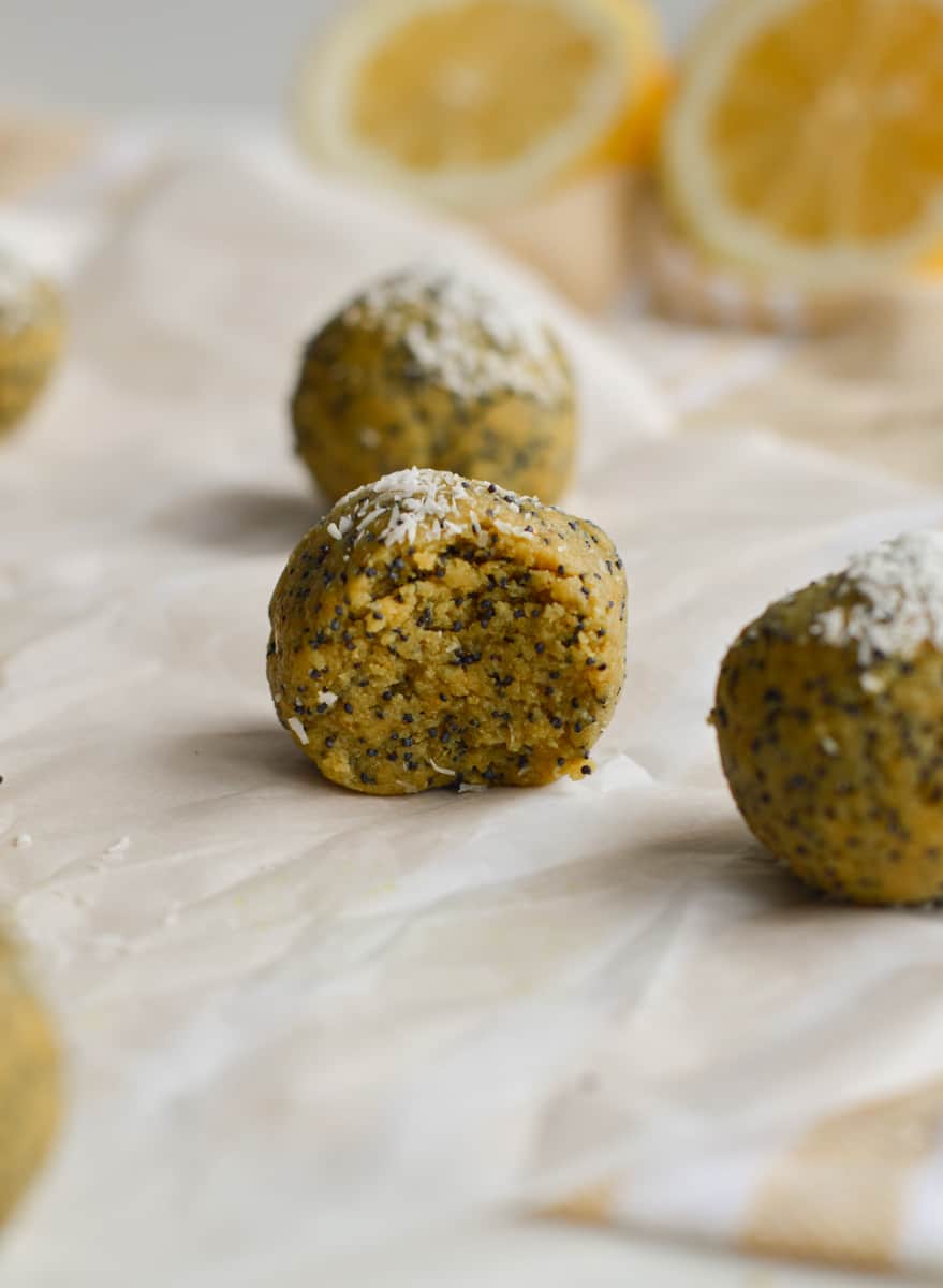 lemon turmeric energy ball close up