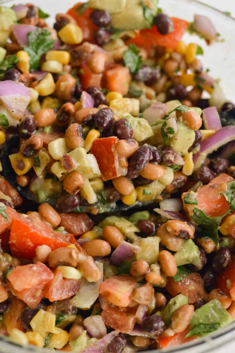 Mixing vegan cowboy caviar.