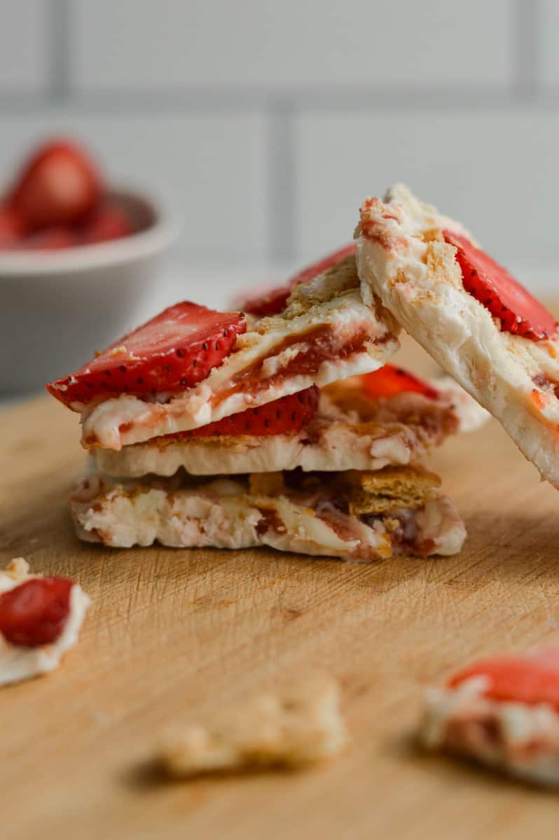 Stack of cheesecake frozen yogurt bars.