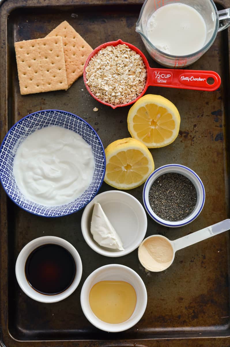 lemon cheesecake overnight oats ingredients