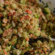Close up of broccoli crunch salad.