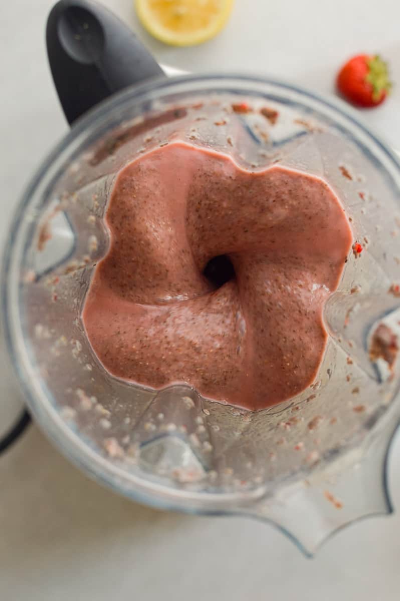 Blending chia pudding.