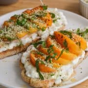 peach toast close up