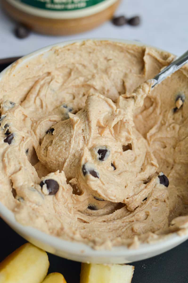 peanut butter yogurt dip close up