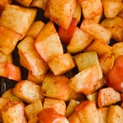 Close up of cinnamon air fryer apples.