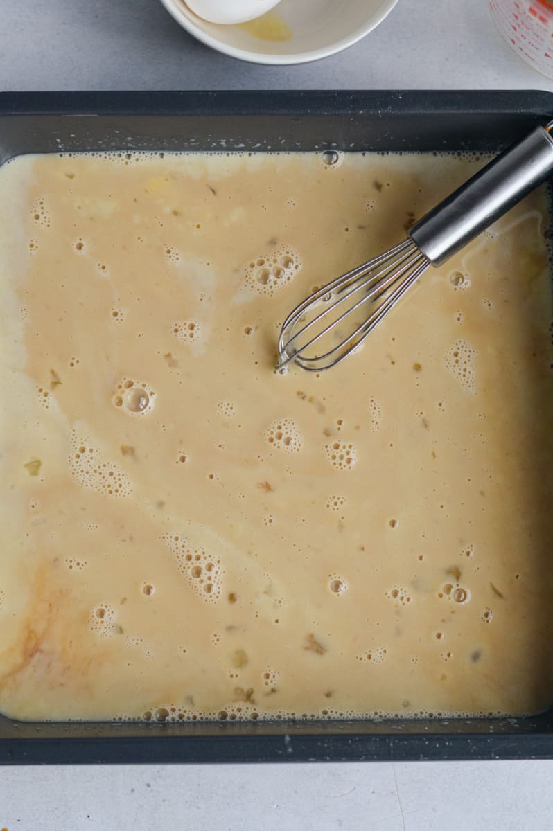 eggs, milk, maple syrup, applesauce and vanilla extract.