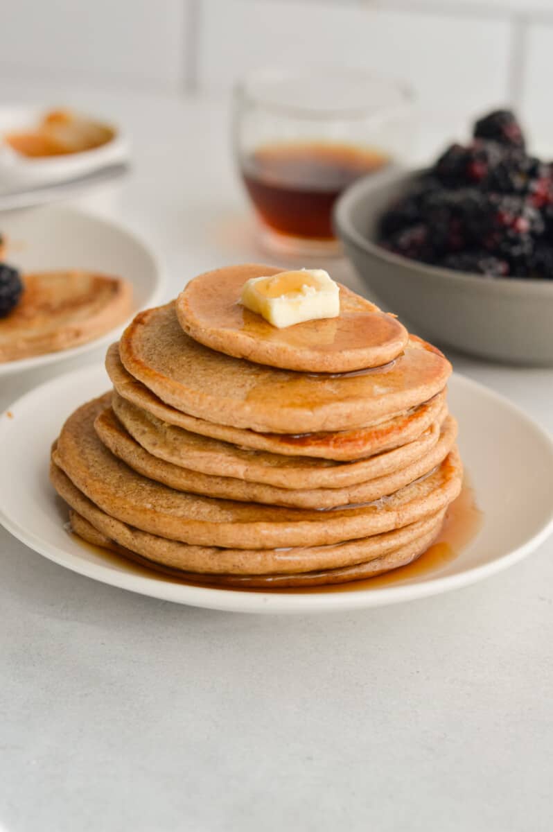 Stack of protein pncakes without protein powder.