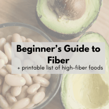 Beginner's guide to fiber cover photo (high fiber foods printable list)