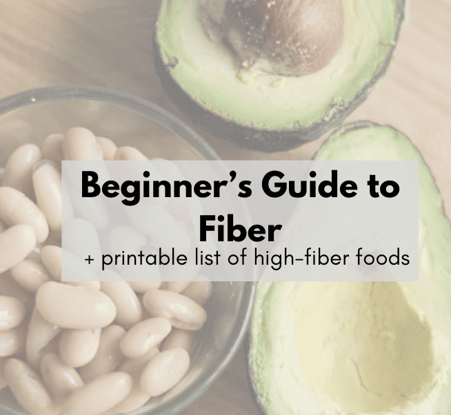 Beginner's guide to fiber cover photo (high fiber foods printable list)