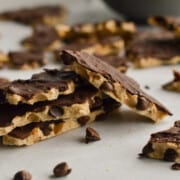 Stack of cottage cheese cookie dough bark.