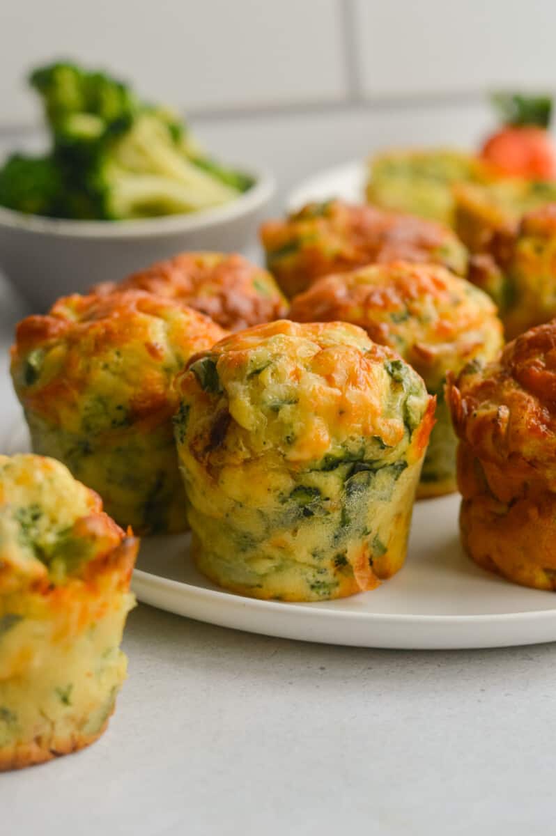 Plate of savory cottage cheese muffins for breakfast.