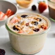 Vanilla protein chia pudding with berries.