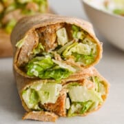 Cross section of a Caesar chicken nugget wrap.
