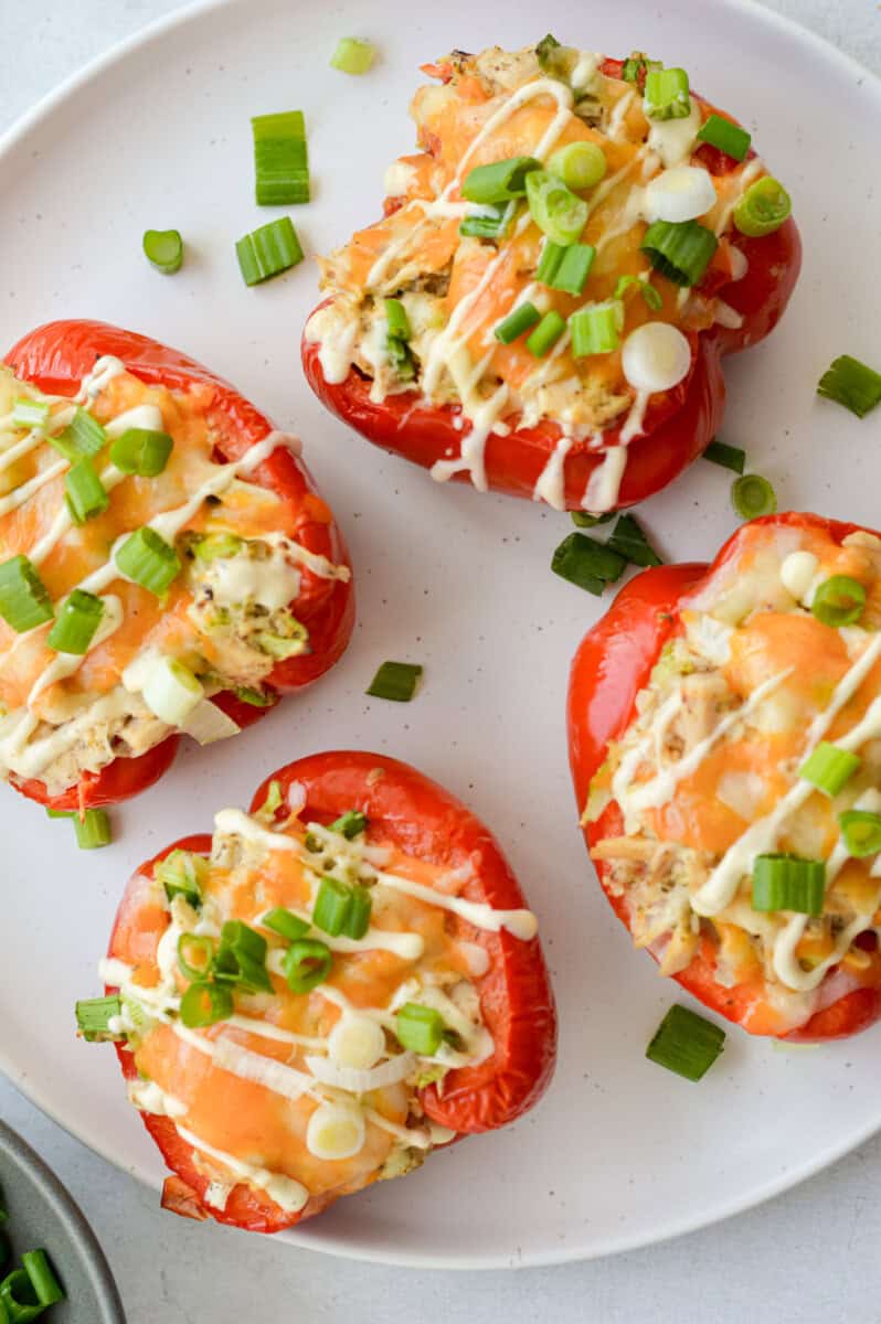 Birds eye of 4 tuna stuffed red peppers.