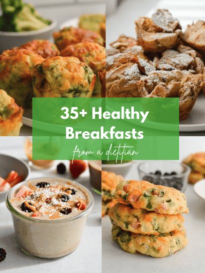 Collage with different healthy breakfast ideas.