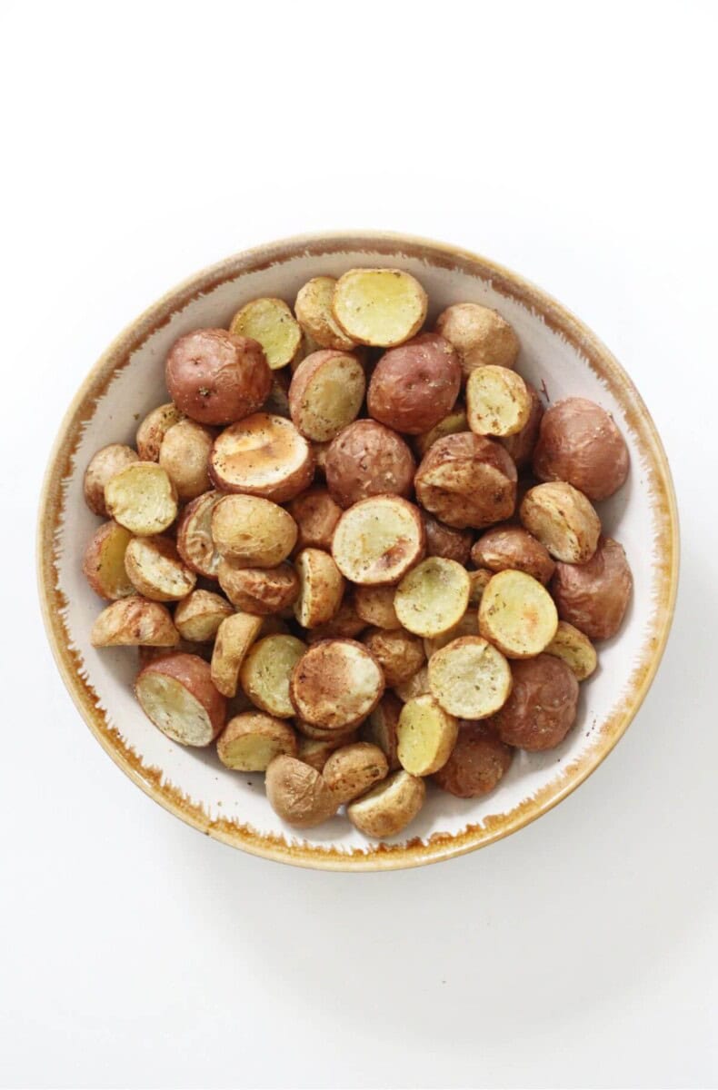 Bowl of crispy air fryer baby potatoes.