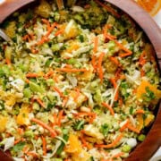 Birds eye of orange quinoa salad.