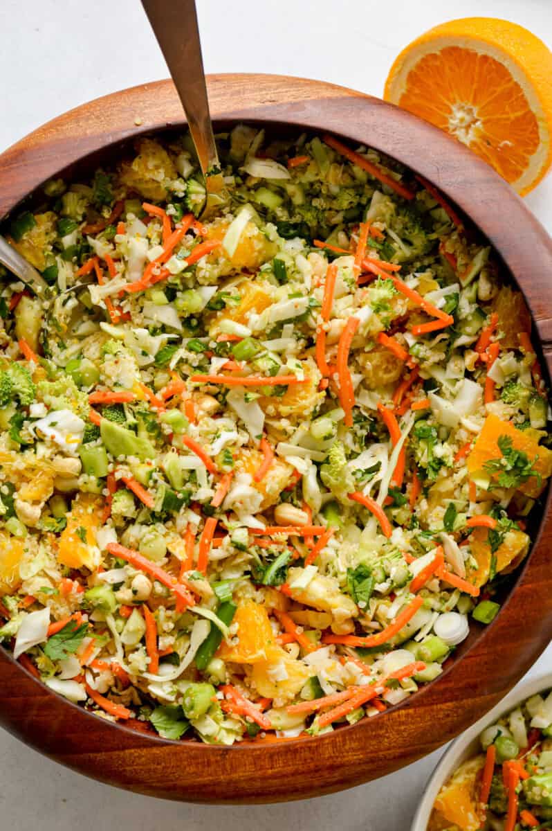 Birds eye of orange quinoa salad.