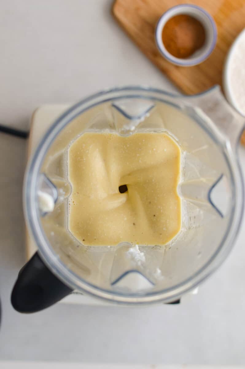 In a high powered blender add eggs, cottage cheese, milk, banana, olive oil, honey and vanilla extract. Blend until smooth. 
