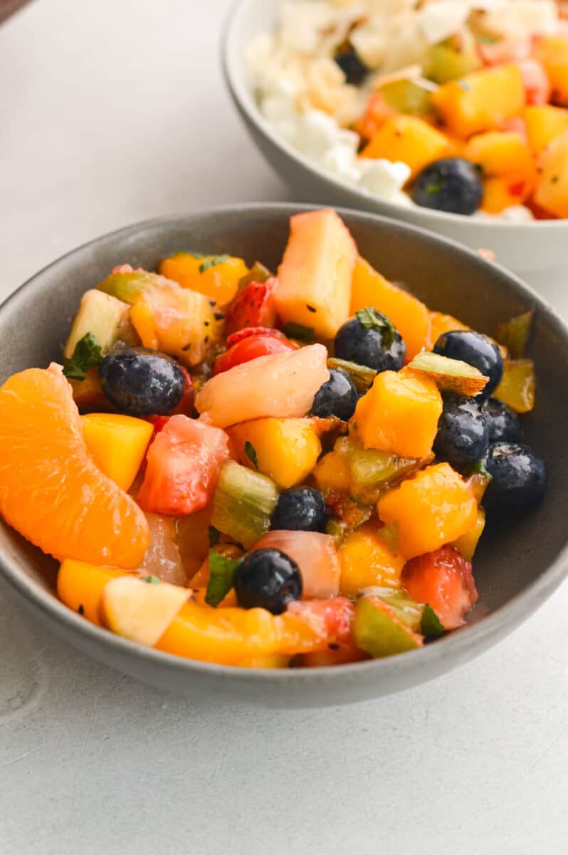 Bowl of fruit cocktail salad.