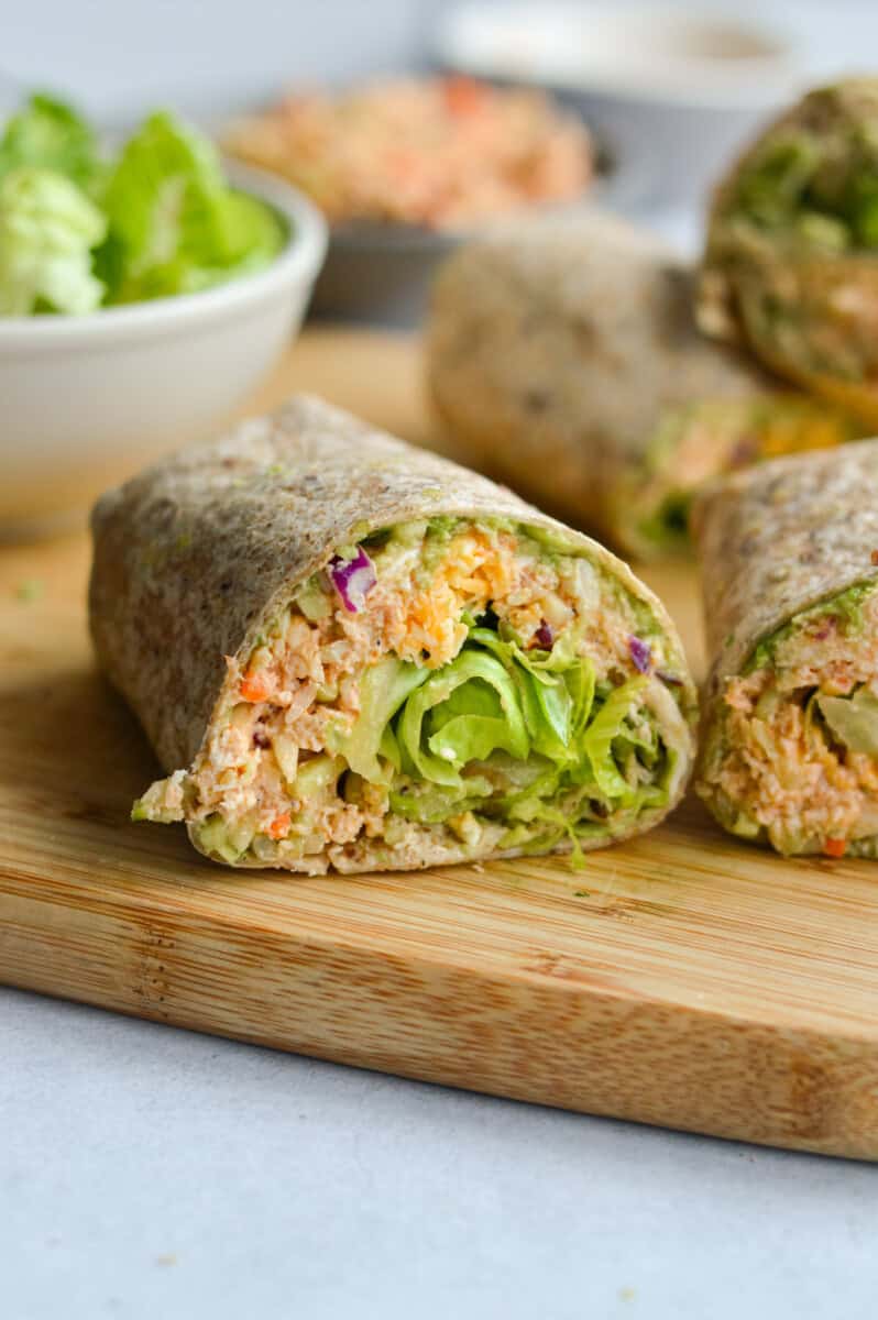 Half of a chicken salad wrap.