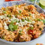Bowl of Mexican chicken salad.