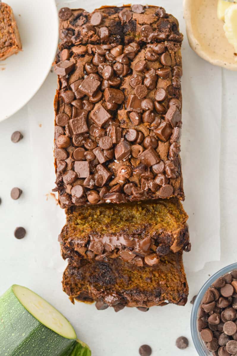 chocolate chip zucchini loaf from above