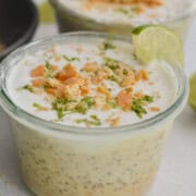 Close up of key lime pie overnight oats.