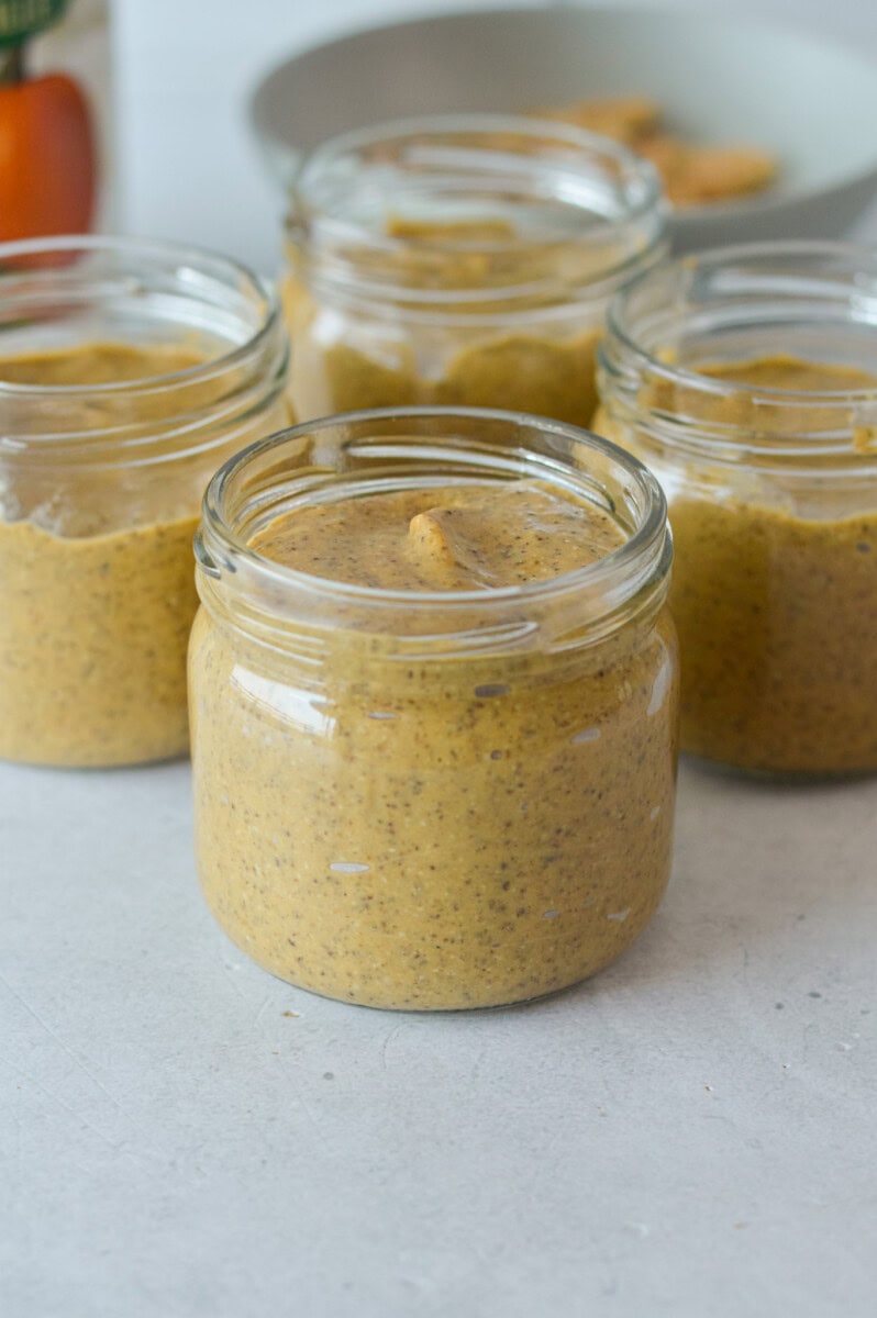 Jar of plain pumpkin chia pudding.