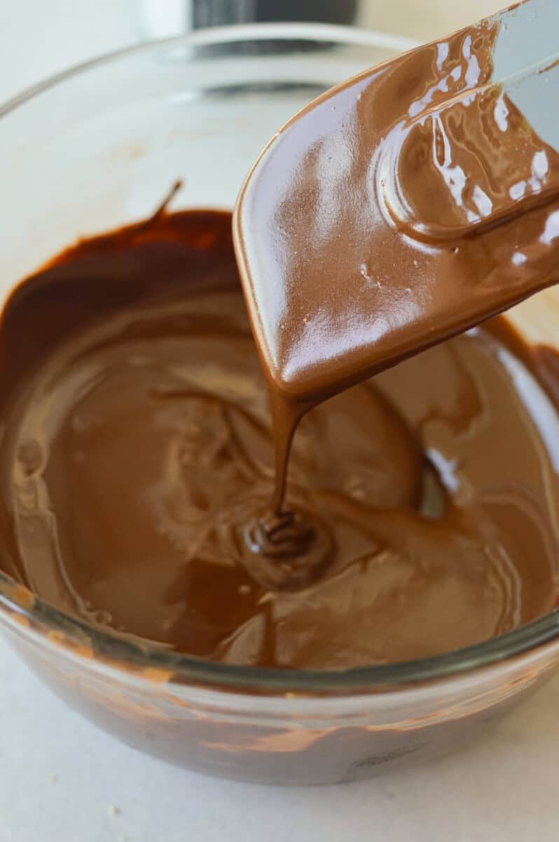 Bowl of melted dark chocolate.