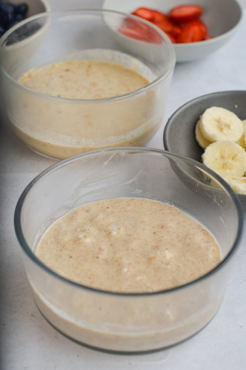 Pancake batter in an oven safe bowl.