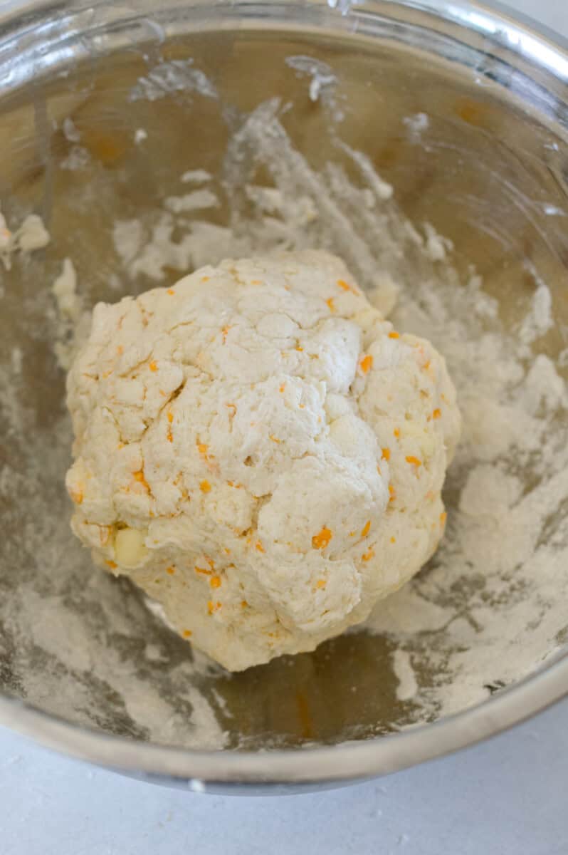 Bowl with homemade biscuit dough.