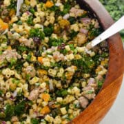 Bowl of fall harvest pasta salad.