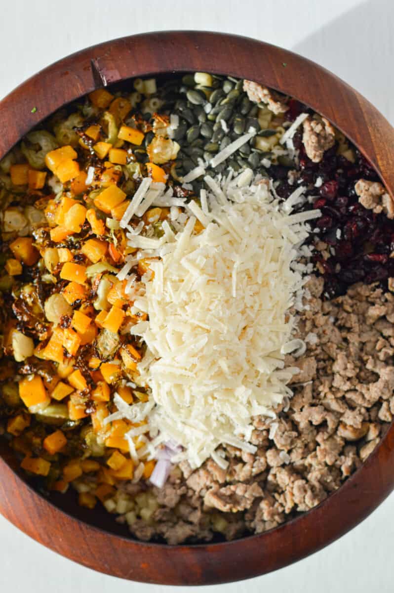 Unmixed fall past salad in a bowl.